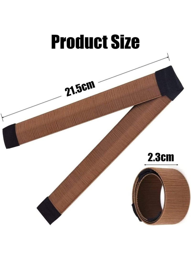 ChicAbode Hair Bun Maker, 3 Pcs Women Twist Hair Shaper, Easy Fast Snap Roll hair nets Magic Buns Tool, Donut Curler Roller Dish Headbands, French Twist Hair Fold Wrap Snap for Women Kids (Brown) - Image 2